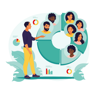 Analyst comparing competitor SEO, PPC, and social media data on a performance dashboard.