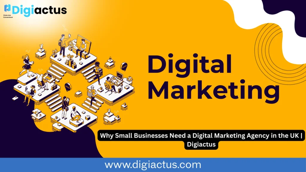 Small business owners reviewing digital marketing performance with an expert, illustrating why UK small businesses benefit from partnering with Digiactus.