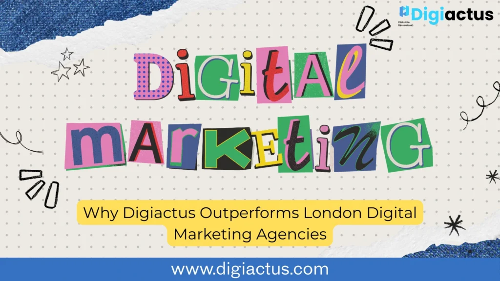 Illustration of a UK business owner comparing a London digital marketing agency with Digiactus, highlighting cost efficiency and strategic benefits.