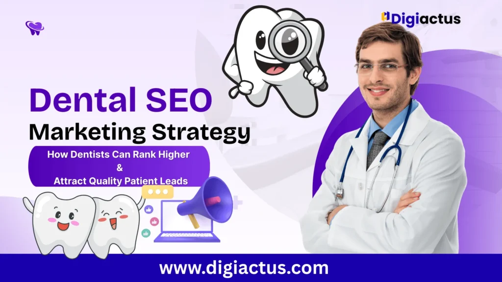 Dentist reviewing digital marketing analytics for dental SEO strategy.