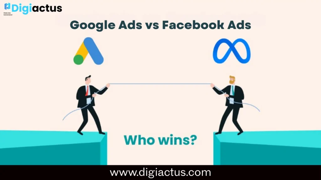 Diagram explaining when to choose a Google Ads agency for intent-driven leads versus a Facebook Ads agency for awareness and audience nurturing